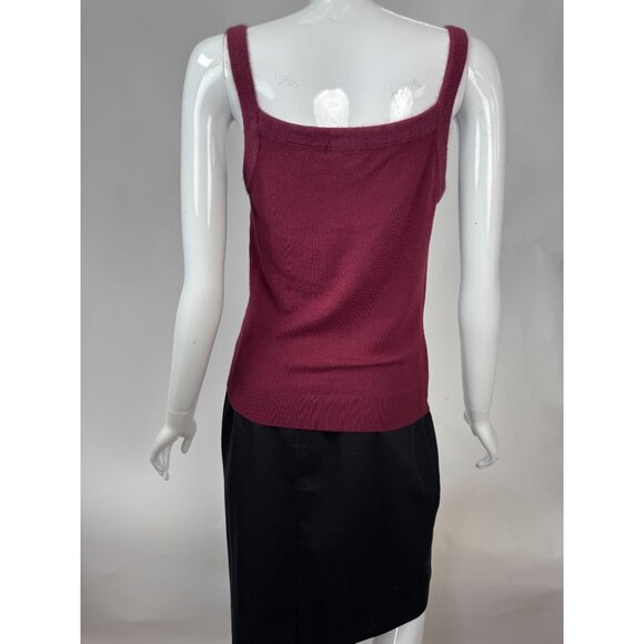 Vintage Fredini Burgundy Knit Tank Top With Angora/Wool Blend Square Neckline Sl - Picture 16 of 16